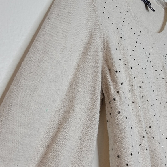 🌶️Gap Sweater Women’s XL Cream-White Embellished Diamond Pattern Long Sleeve - Picture 11 of 15